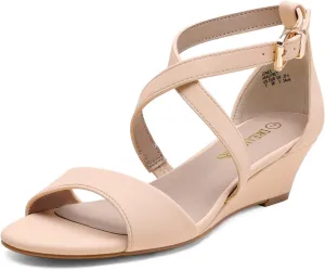 DREAM PAIRS Women's Low Wedge Sandals Ankle Strap Heel Sandal Open Toe Wide Dress Summer Shoes