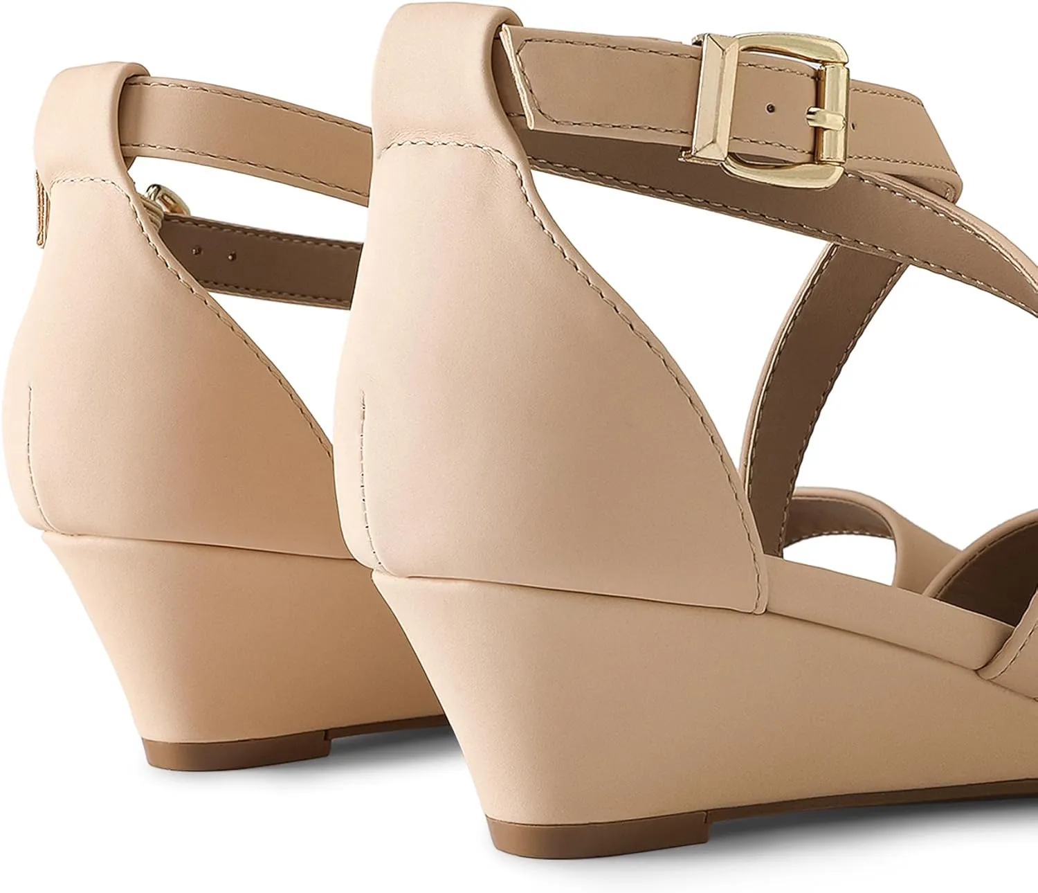 DREAM PAIRS Women's Low Wedge Sandals Ankle Strap Heel Sandal Open Toe Wide Dress Summer Shoes