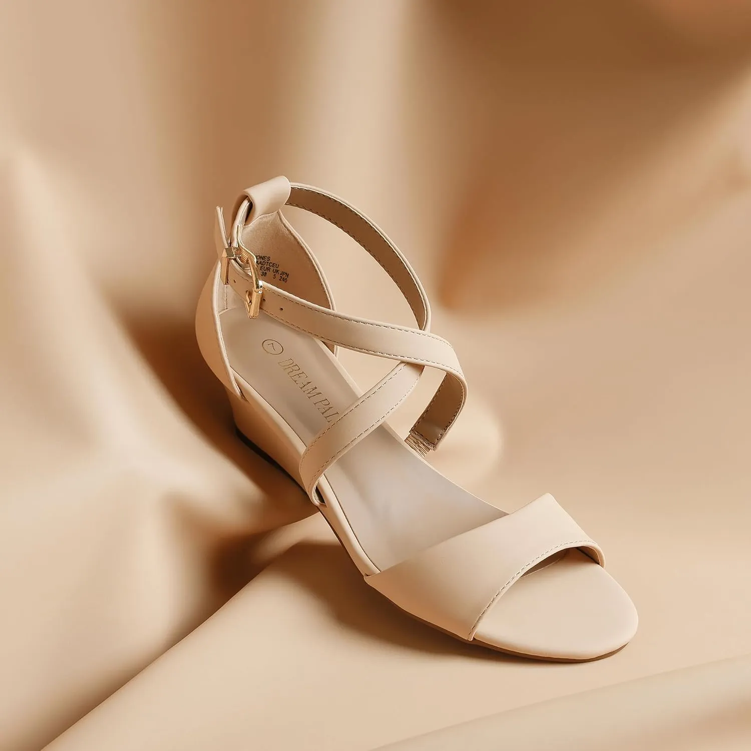 DREAM PAIRS Women's Low Wedge Sandals Ankle Strap Heel Sandal Open Toe Wide Dress Summer Shoes