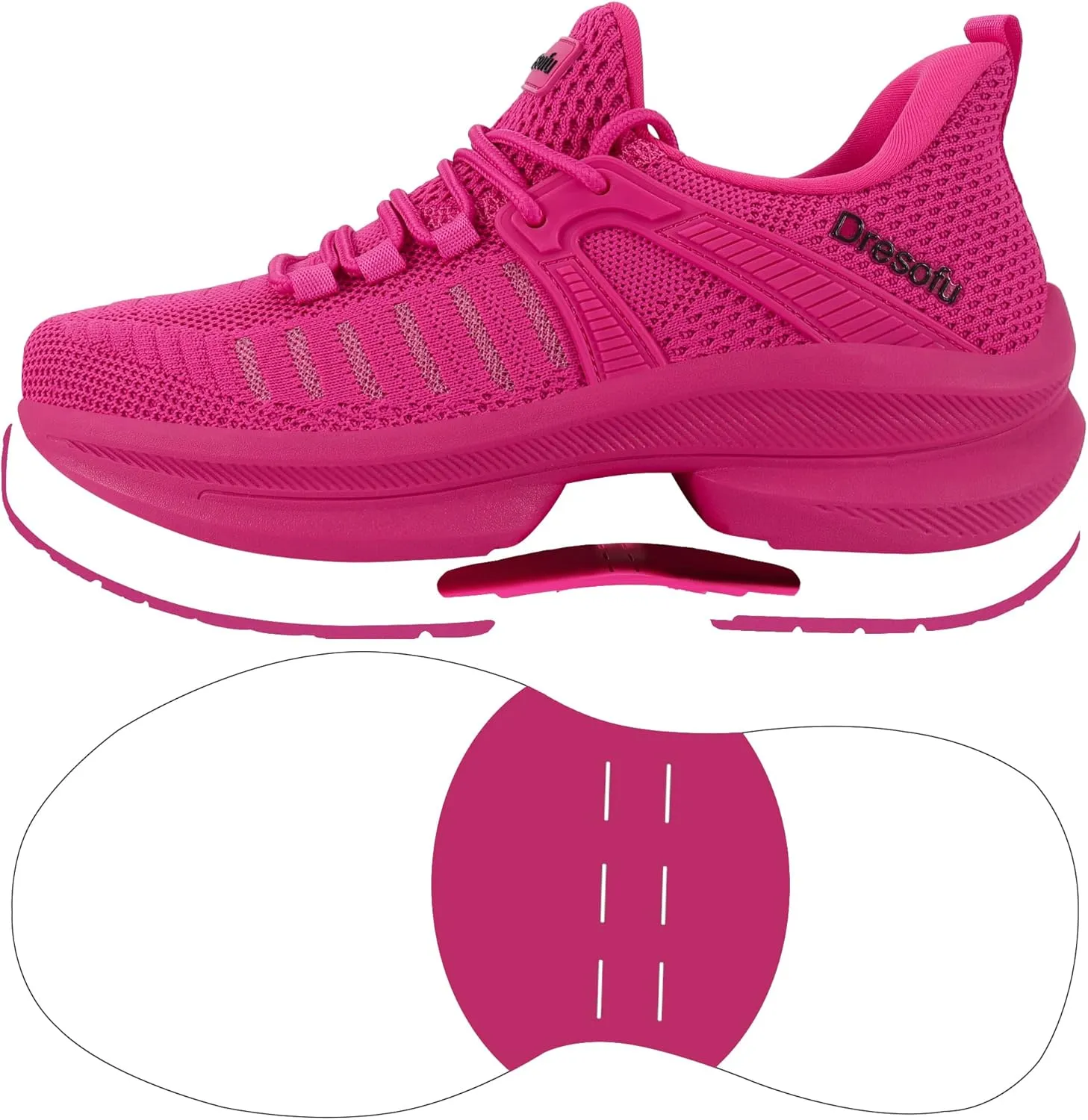 Dresofu Women's Casual Breathable Walking Non-Slip Shoes Platform Lightweight Jogging Tennis Sneakers