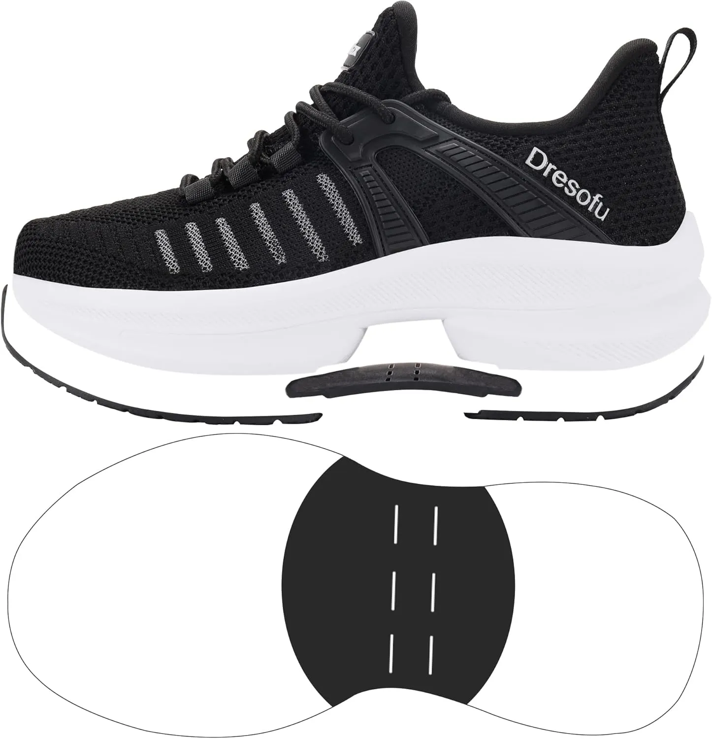 Dresofu Women's Casual Breathable Walking Non-Slip Shoes Platform Lightweight Jogging Tennis Sneakers