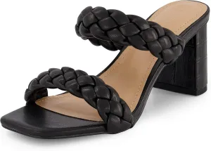 Dunes   CUSHIONAIRE Technology Women's Iris braided Heel Sandal  Memory Foam and Wide Widths Available