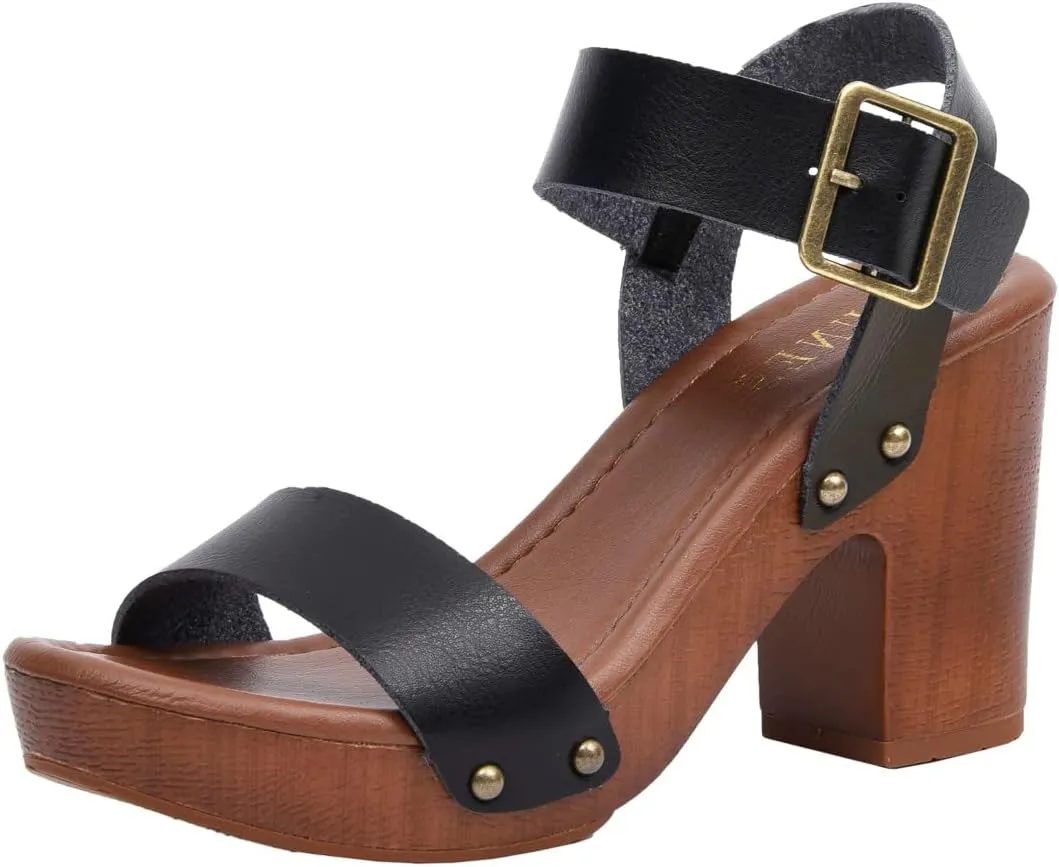 Dunes Women's Sydney Faux Wood Sandal  Memory Foam & LiteSole Technology