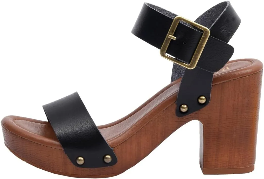 Dunes Women's Sydney Faux Wood Sandal  Memory Foam & LiteSole Technology