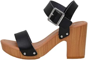 Dunes Women's Sydney Faux Wood Sandal  Memory Foam & LiteSole Technology