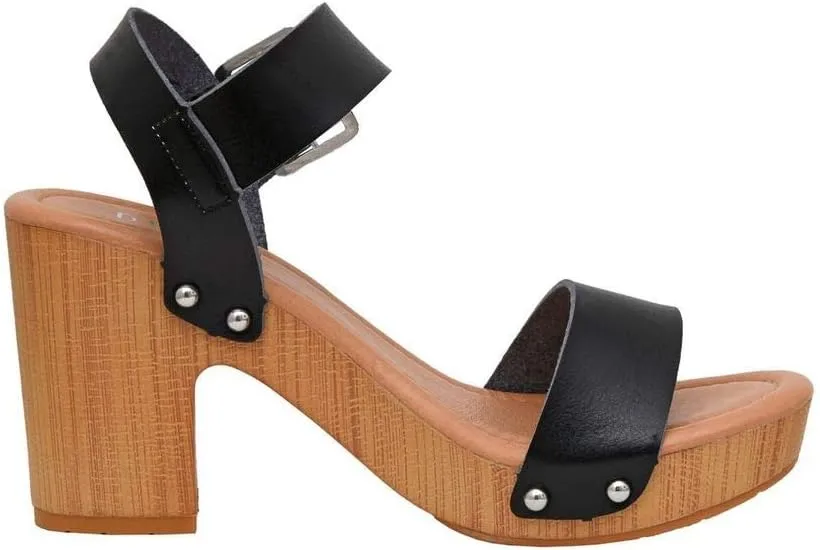 Dunes Women's Sydney Faux Wood Sandal  Memory Foam & LiteSole Technology