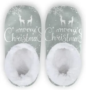 Dussdil Christmas New Year Snowflake Deer Home Winter Slippers Spa Travel House Slipper Soft Memory Foam Slipper Non Slip for Women Men Hotel Bedroom Shoes Slippers M