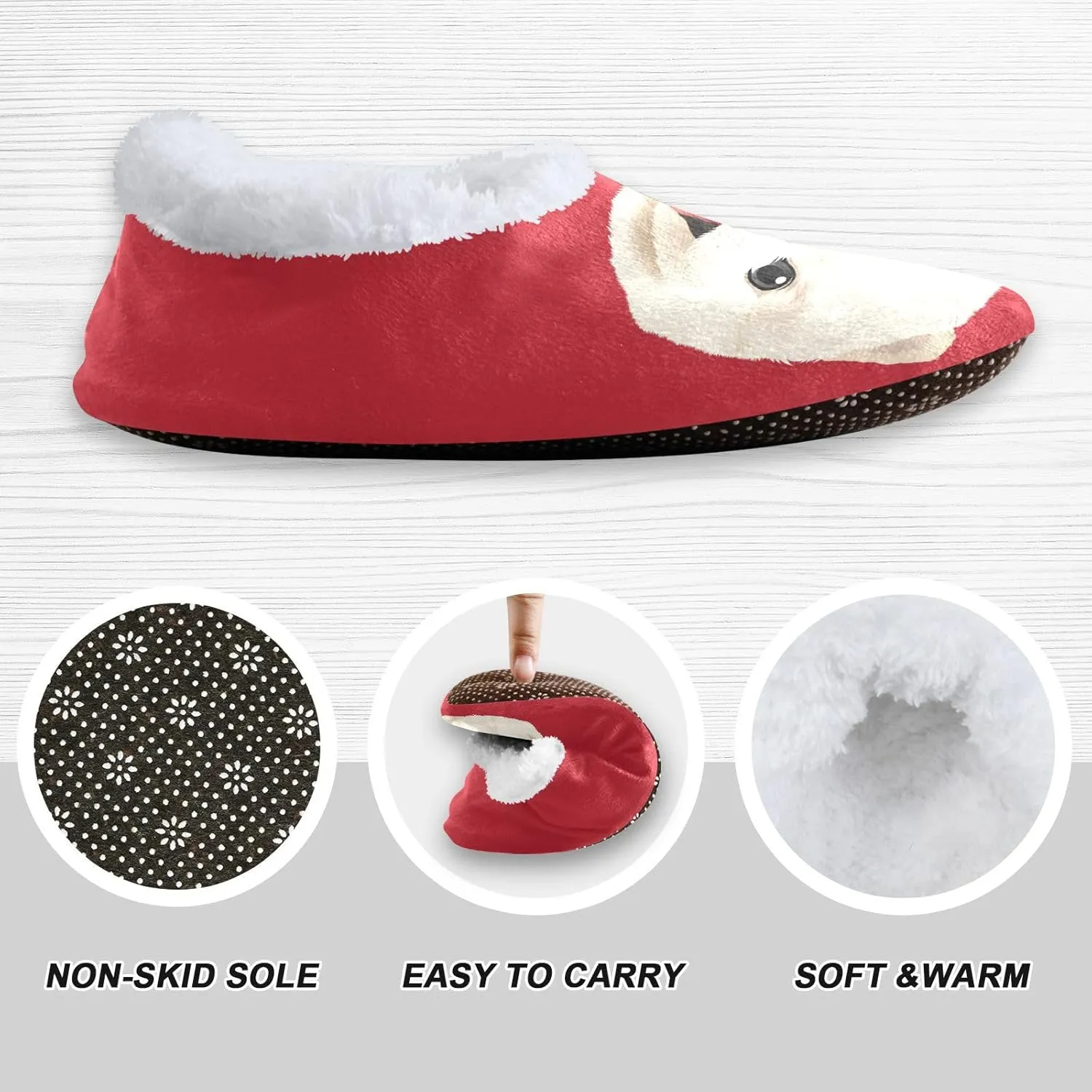 Dussdil Pomeranian Puppy Home Winter Slippers White Dog Spa Travel House Slipper Soft Memory Foam Slipper Non Slip for Women Men Hotel Bedroom Shoes Slippers M