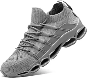 DYKHMILY Steel Toe Wide Sneakers for Women Lightweight Safety Shoes Breathable Slip on Work Shoe