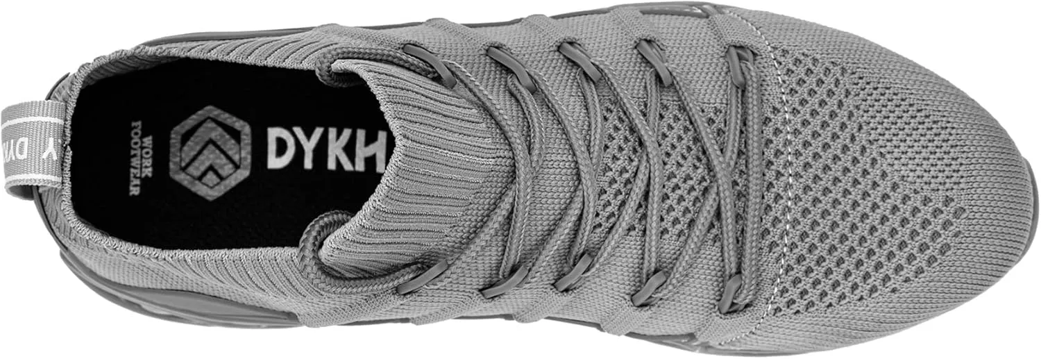 DYKHMILY Steel Toe Wide Sneakers for Women Lightweight Safety Shoes Breathable Slip on Work Shoe
