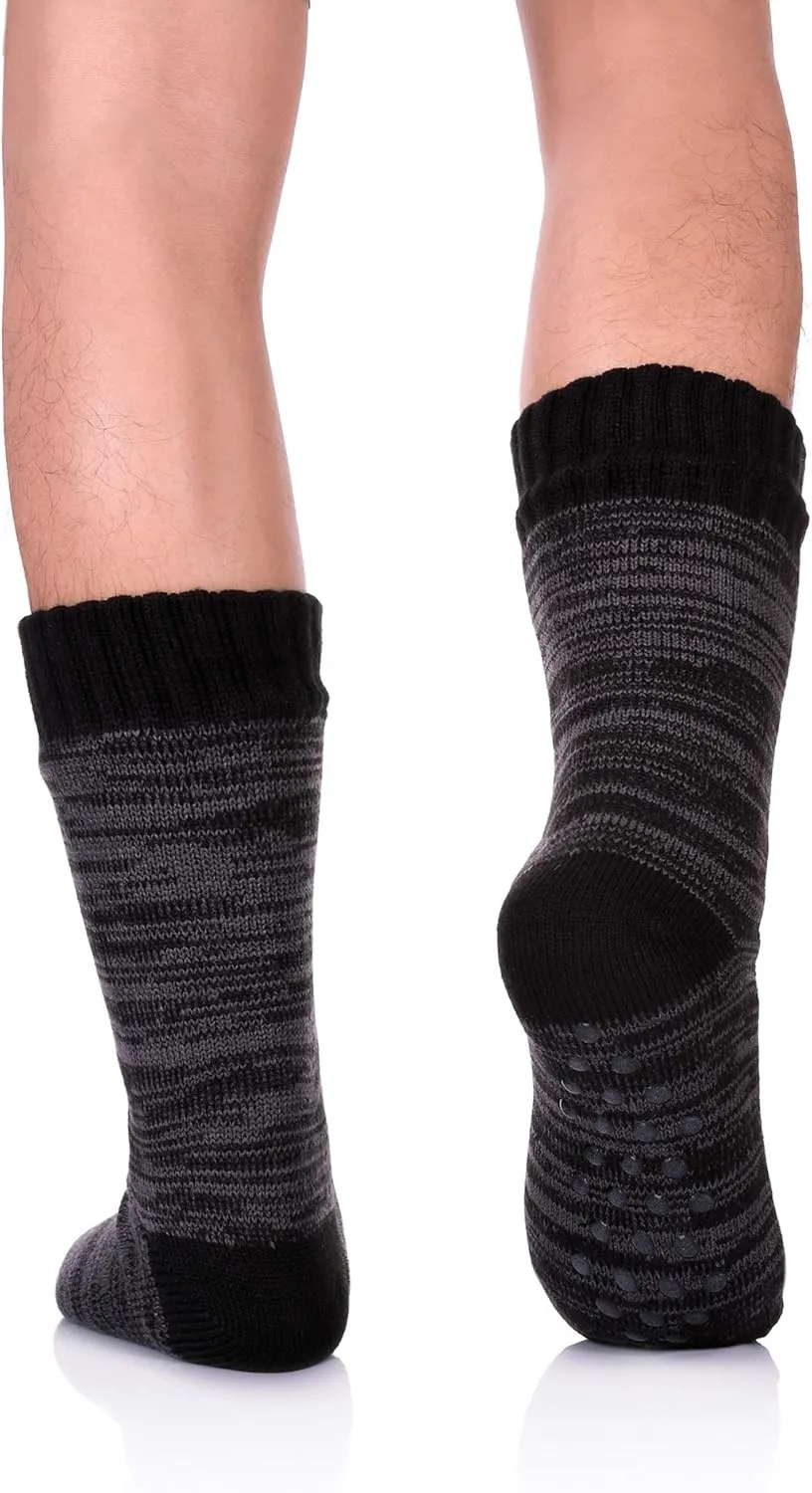 DYW Mens Fuzzy Slipper Socks Warm Thick Heavy Thermal Fleece lined Fluffy Winter Non Slip Socks