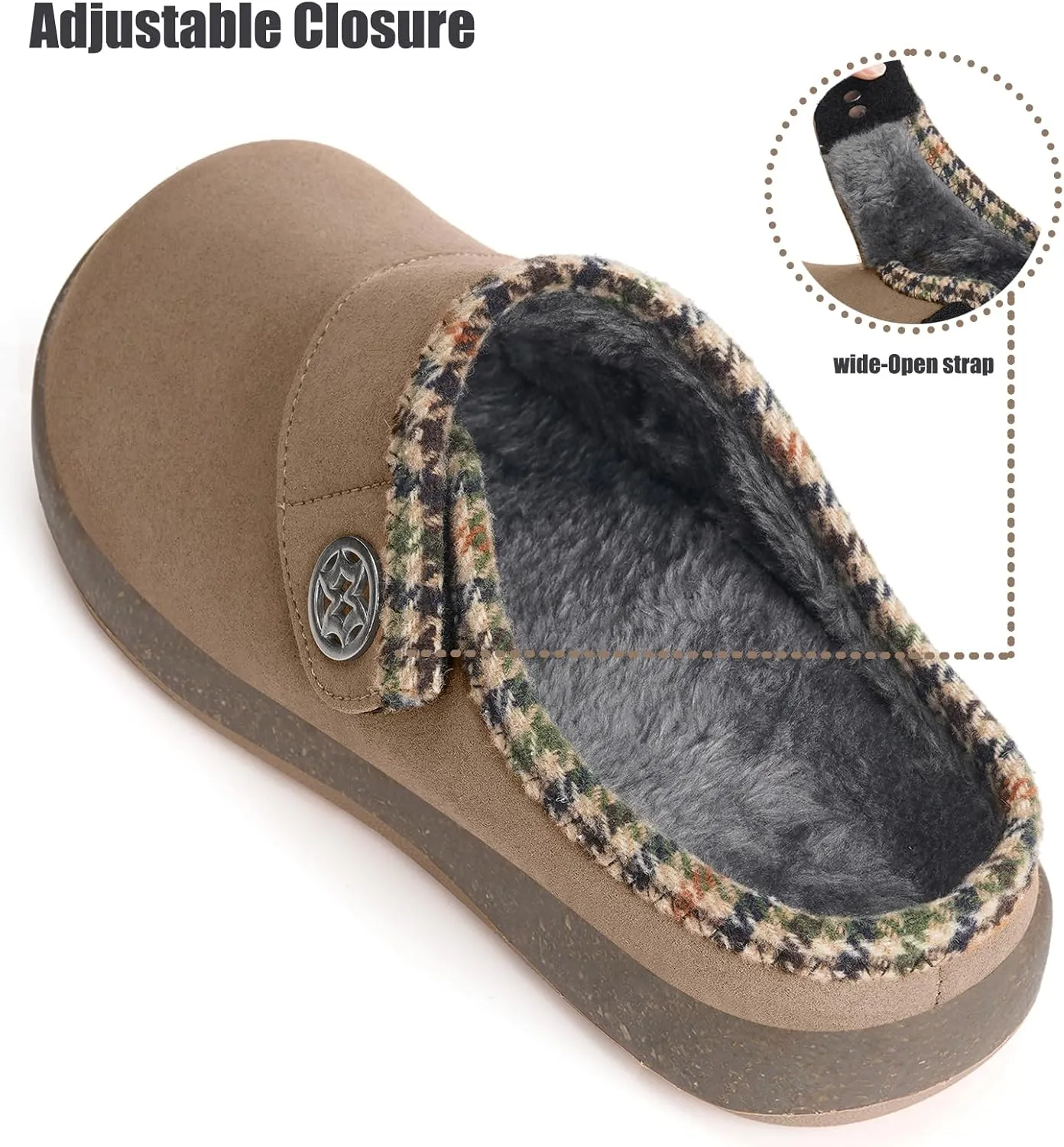 Eagsouni Women's Men's Slippers Suede Fuzzy Slippers with Arch Support Orthotic Winter Warm Fur Lined Slip on House Shoes Indoor Outdoor for Plantar Fasciitis