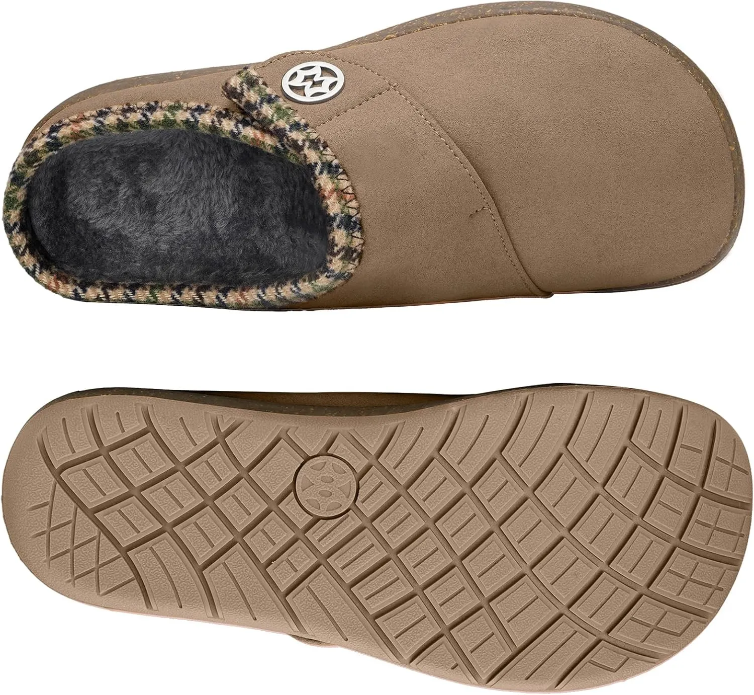Eagsouni Women's Men's Slippers Suede Fuzzy Slippers with Arch Support Orthotic Winter Warm Fur Lined Slip on House Shoes Indoor Outdoor for Plantar Fasciitis