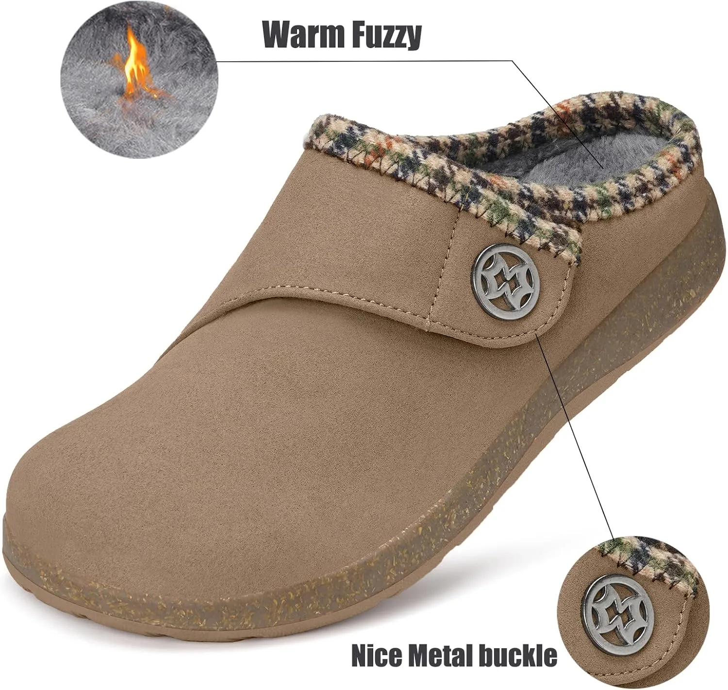 Eagsouni Women's Men's Slippers Suede Fuzzy Slippers with Arch Support Orthotic Winter Warm Fur Lined Slip on House Shoes Indoor Outdoor for Plantar Fasciitis