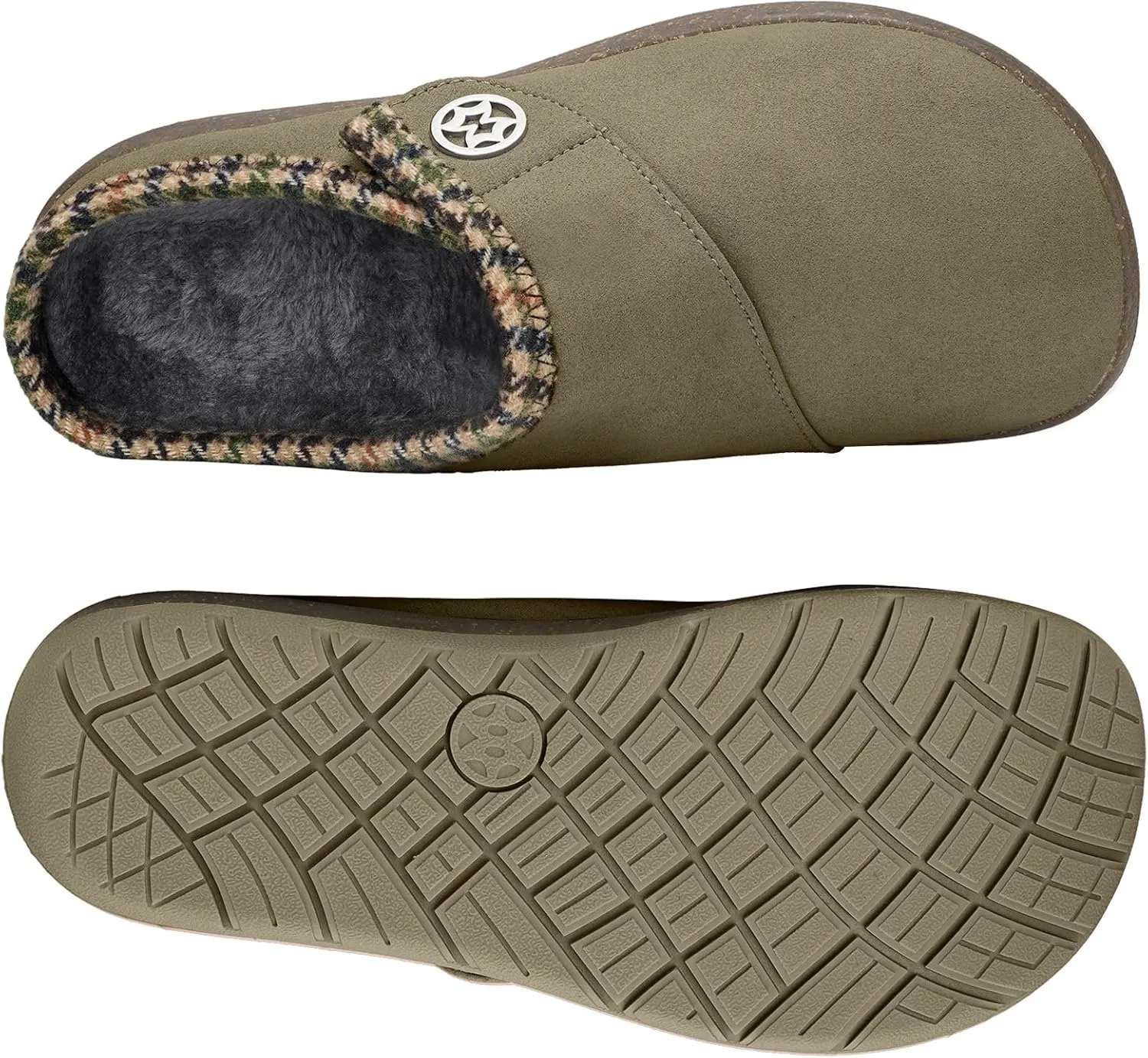 Eagsouni Women's Men's Slippers Suede Fuzzy Slippers with Arch Support Orthotic Winter Warm Fur Lined Slip on House Shoes Indoor Outdoor for Plantar Fasciitis
