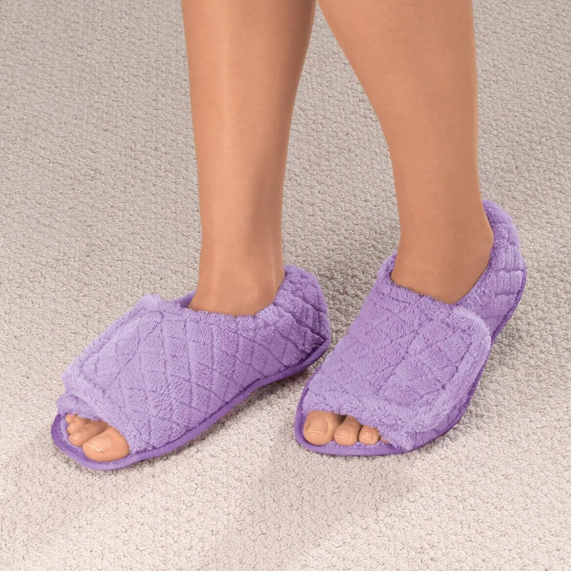 EasyComforts Quilted Chenille Adjustable Toe Slippers