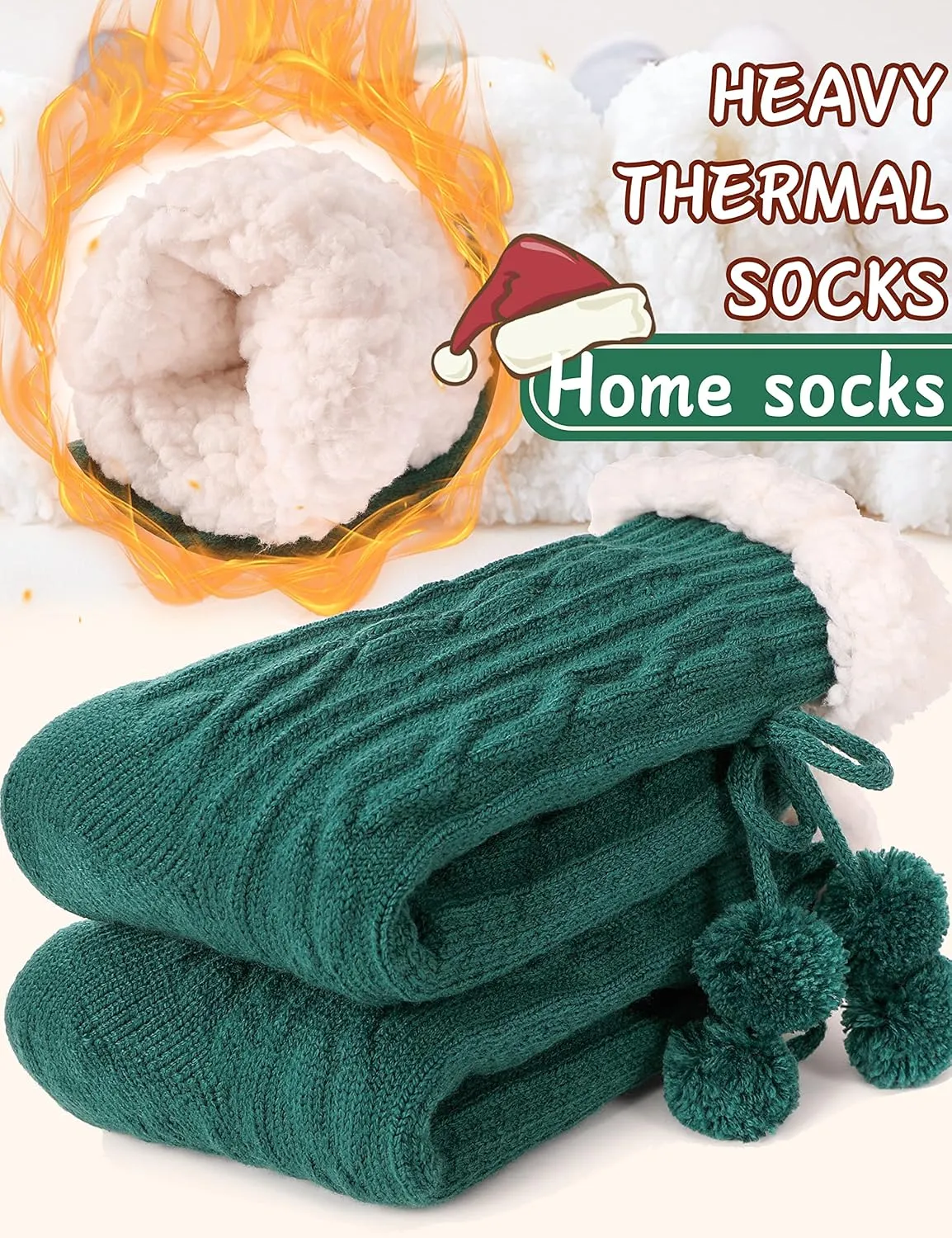 EBMORE Slipper Fuzzy Socks for Women Fluffy Cozy Cabin Winter Warm Soft Fleece Comfy Thick Socks with Grips