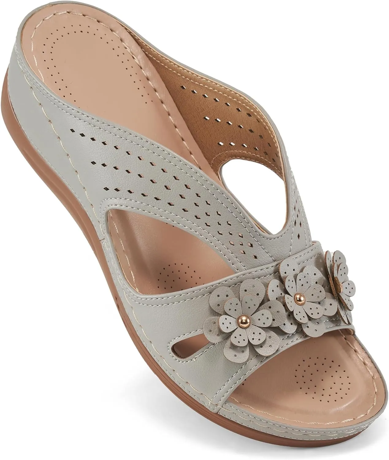 Ecetana Sandals for Women Wedge Shoes: Slip On Dressy Summer Comfortable Slides Sandals Lightweight Memory Foam Platform Shoes