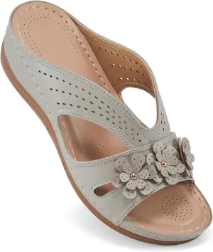 Ecetana Sandals for Women Wedge Shoes: Slip On Dressy Summer Comfortable Slides Sandals Lightweight Memory Foam Platform Shoes