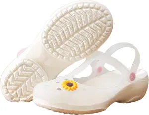 Elegant Transparent Non-Slip Clogs for Women - Comfortable Indoor/Outdoor Garden Sandals, Brown