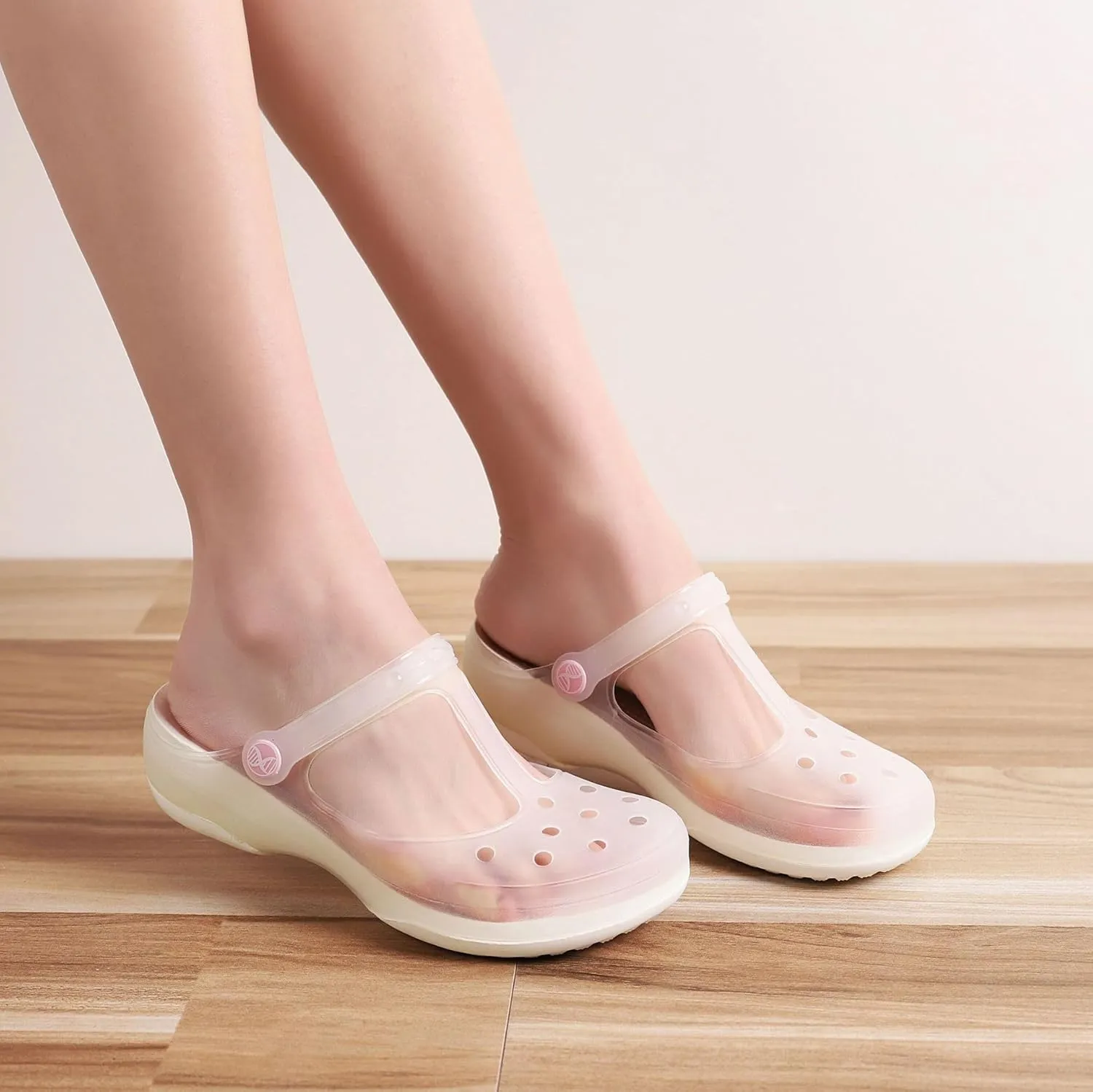Elegant Transparent Non-Slip Clogs for Women - Comfortable Indoor/Outdoor Garden Sandals, Brown