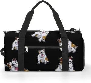 English Bulldog Cute Sports Gym Bag With Shoes Compartment Lightweight Duffel Carryon Overnight Travel Pack