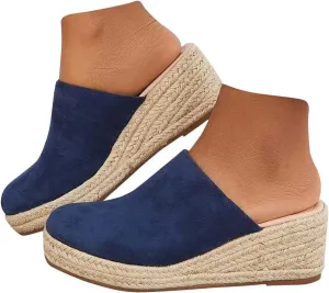 Espadrilles Mule Wedges Platform Slip on Backless Sandals