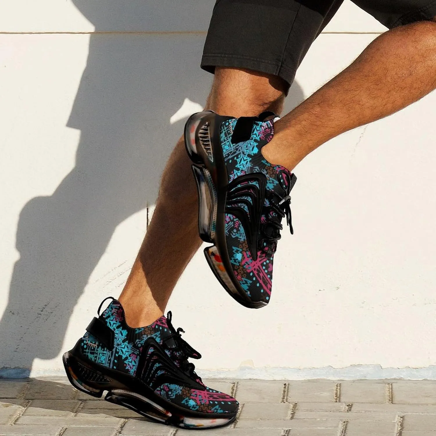 Ethnic Boho Pattern Walking Shoes for Men Lightweight Tennis Fashion Elastic Sports Shoes Cushion Basketball Shoes