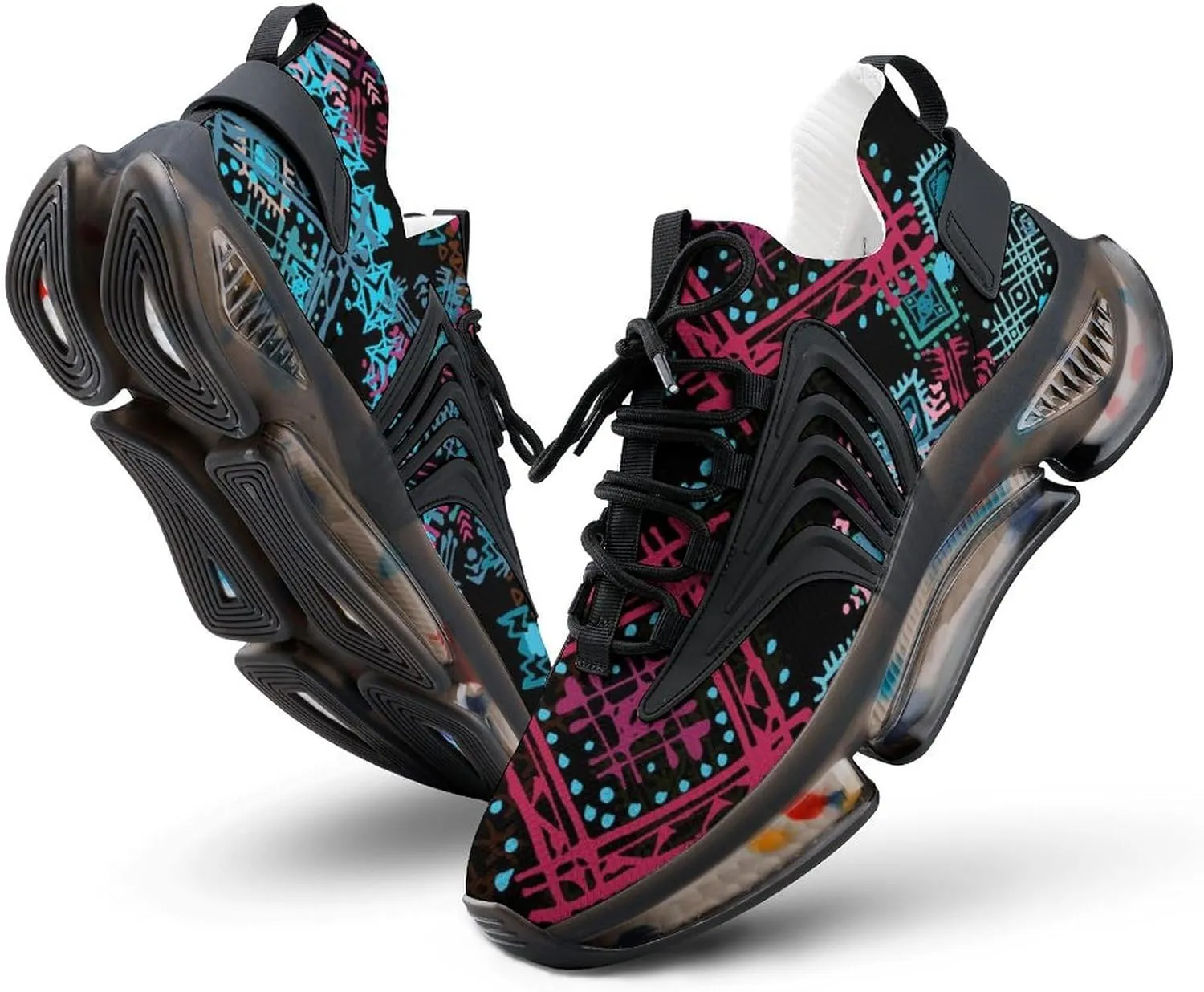 Ethnic Boho Pattern Walking Shoes for Men Lightweight Tennis Fashion Elastic Sports Shoes Cushion Basketball Shoes