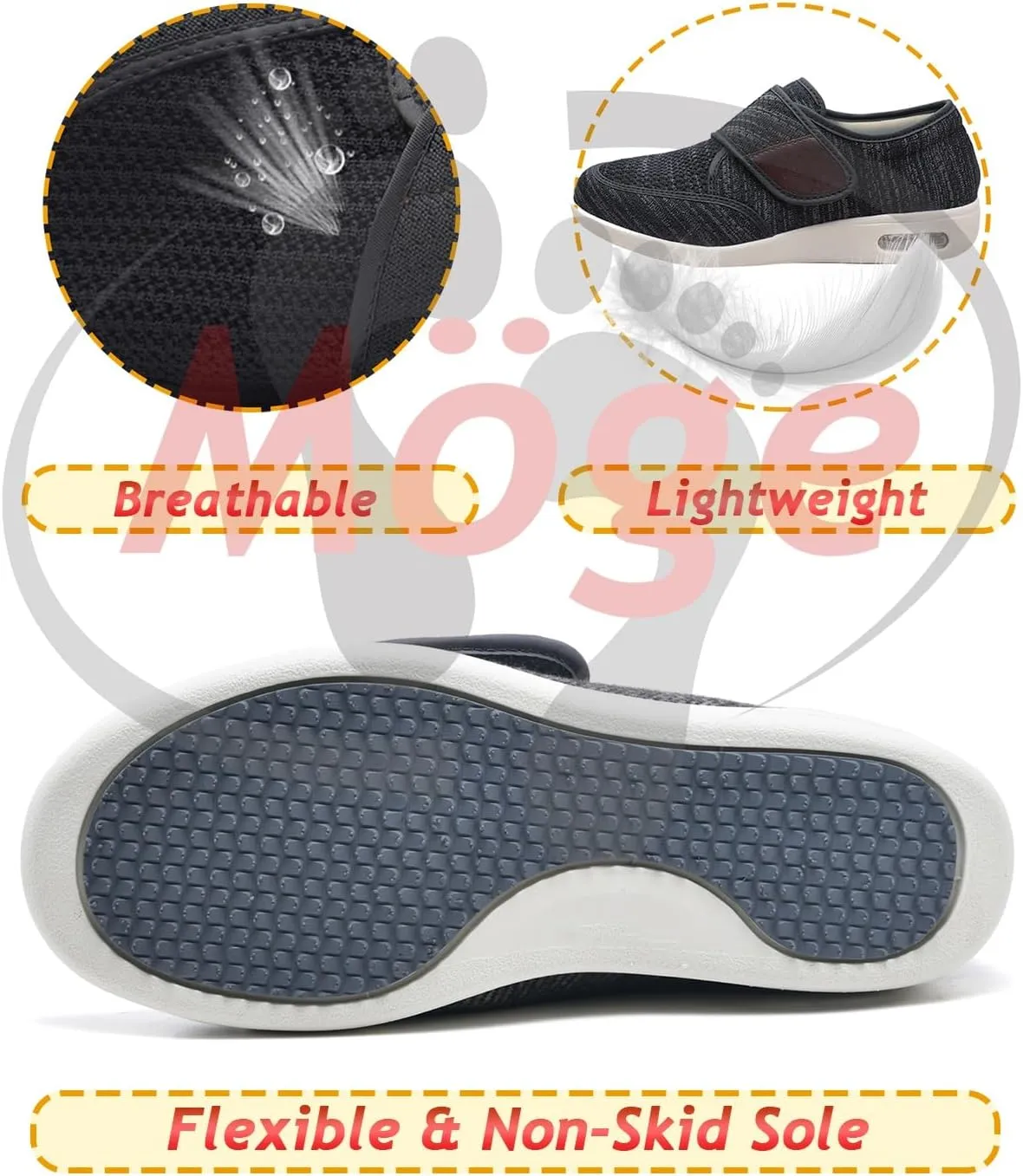 Extra Extra Wide Slip-On Walking Shoes for Men - Lightweight & Breathable Trainers with Arch Support