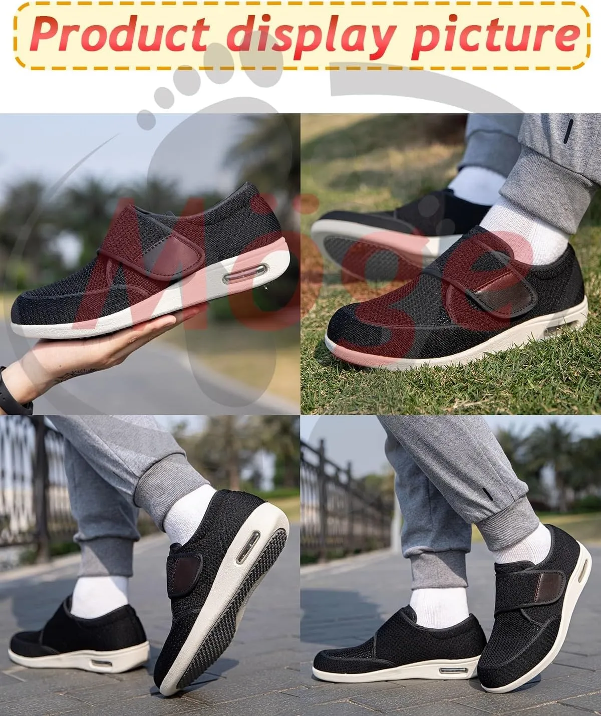 Extra Extra Wide Slip-On Walking Shoes for Men - Lightweight & Breathable Trainers with Arch Support