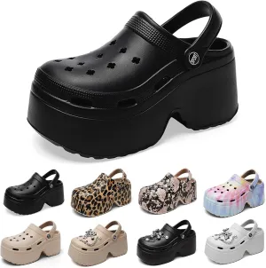 Fashion Women's Platform Clogs Anti Slip Slippers Beach Sandals Gardeners Clogs High Heeled Mule Slippers Gardening Shoes Sandals