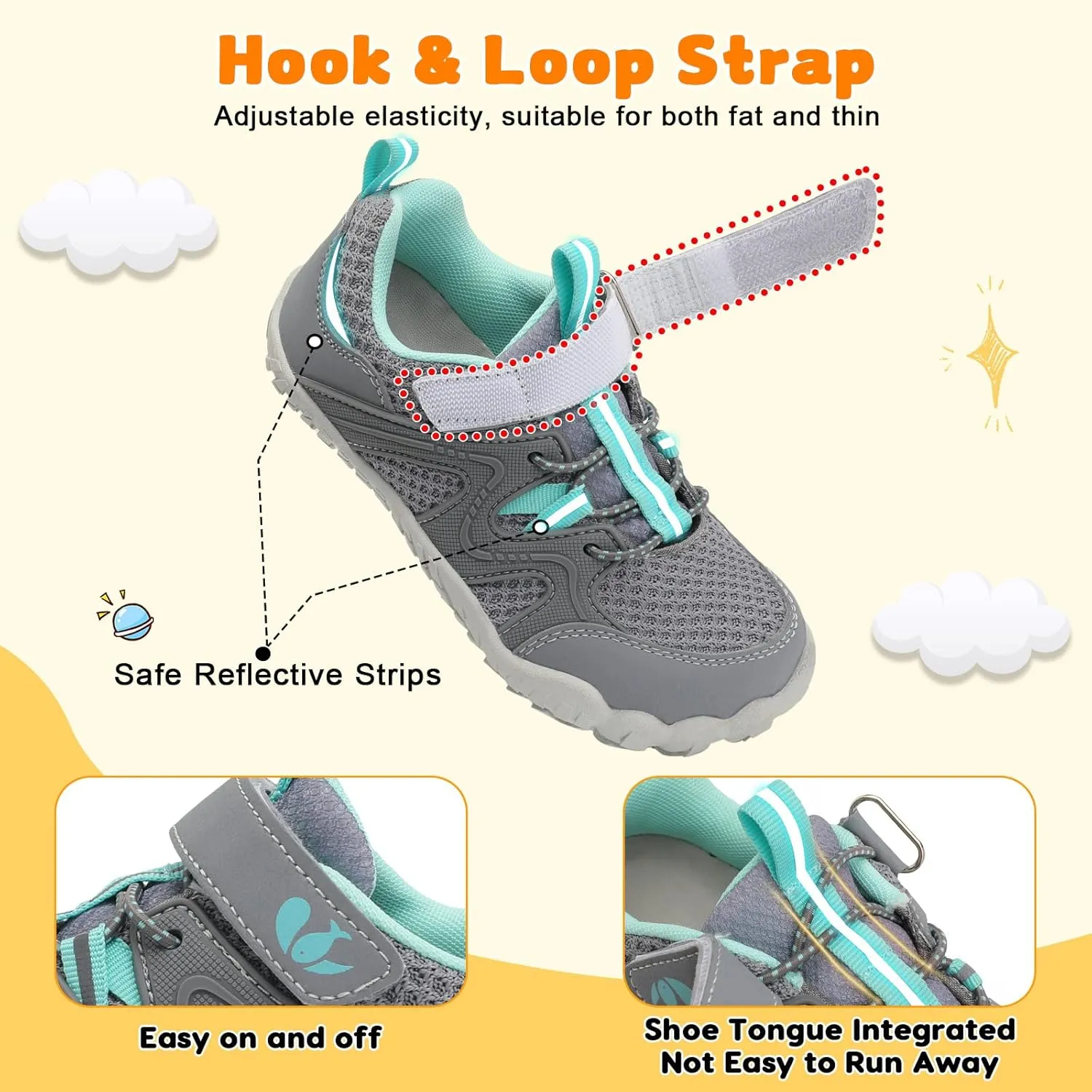 FEETCITY Kids Barefoot Shoes Boys Girls Sneakers Toddler Walking Shoes Kids Hiking Shoe Lightweight Outdoor Tennis Shoe