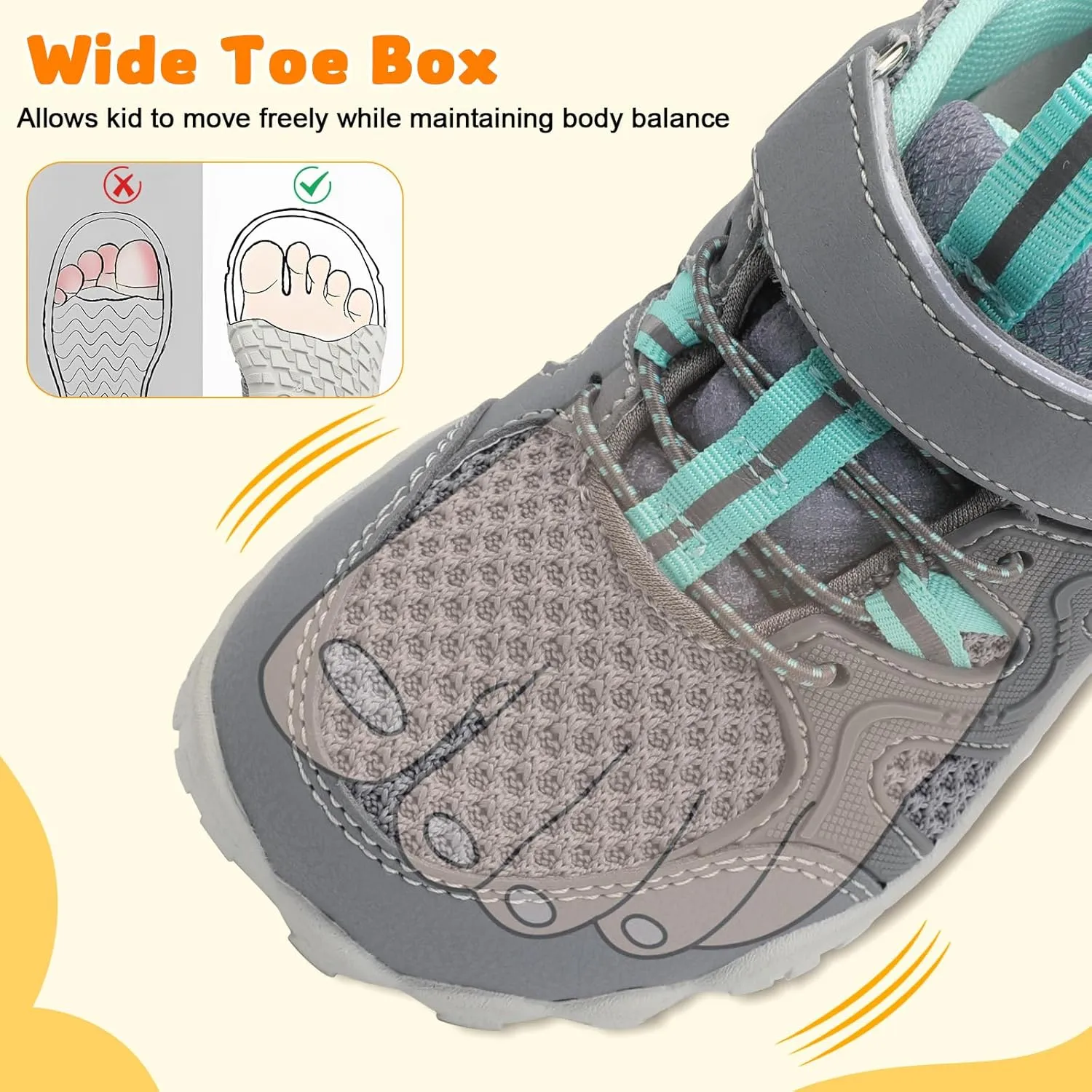FEETCITY Kids Barefoot Shoes Boys Girls Sneakers Toddler Walking Shoes Kids Hiking Shoe Lightweight Outdoor Tennis Shoe