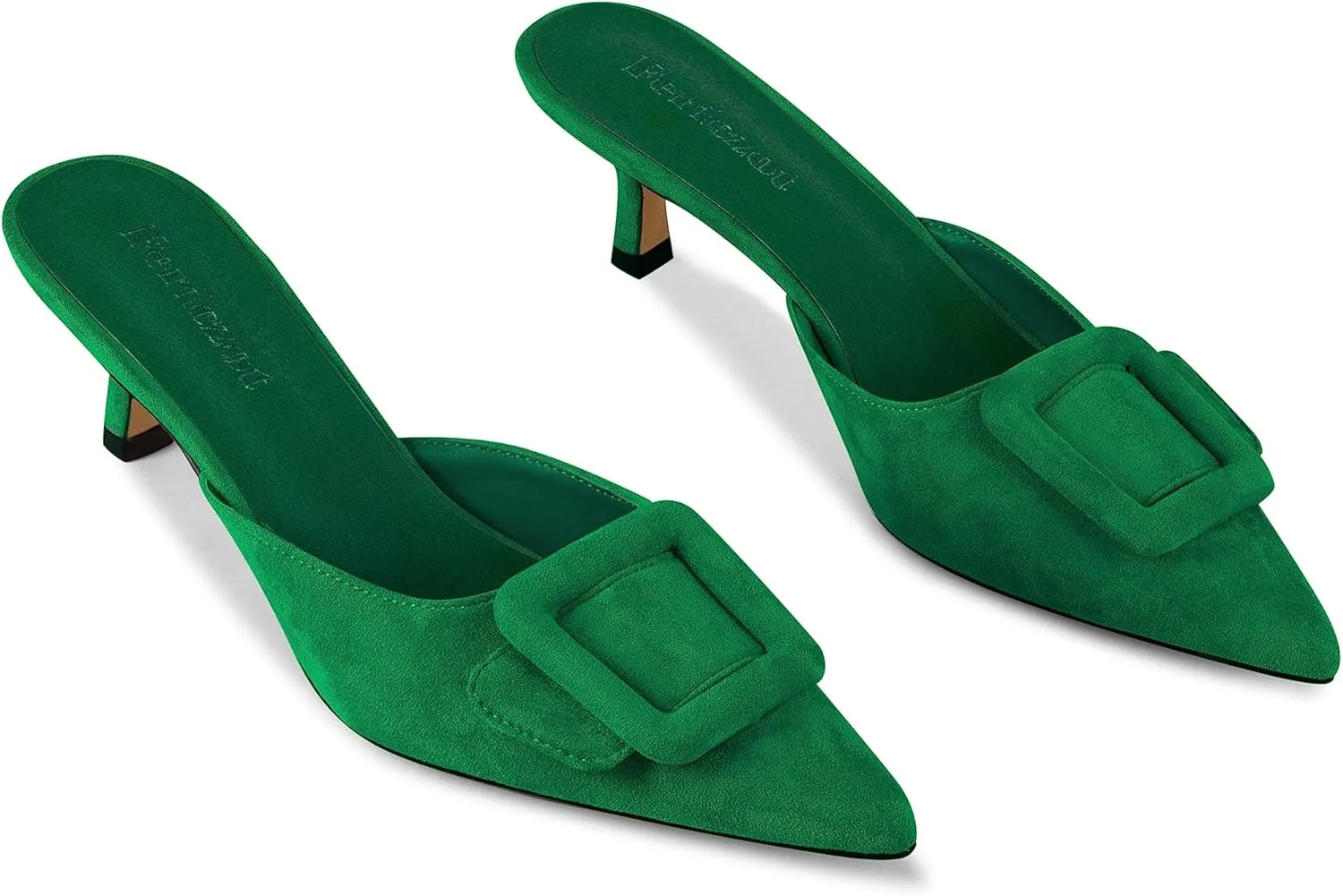 Fericzot Mule Slippers for Women,Slingback Buckle Pumps Pointed Toe Kitten Heels Shoes Slides Backless Dress Sandals