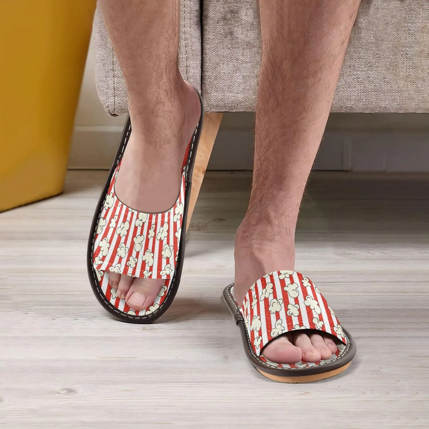 Fisyme Slippers for Women Men Slip-On Open Toe Indoor Outdoor House Shoes Home Slipper