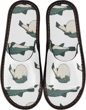 Fisyme Slippers for Women Men Slip-On Open Toe Indoor Outdoor House Shoes Home Slipper