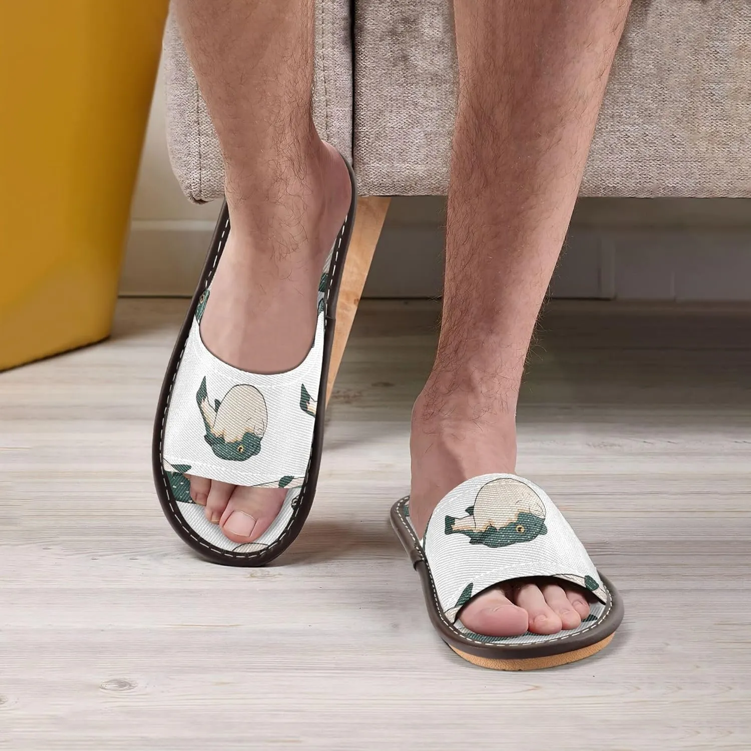 Fisyme Slippers for Women Men Slip-On Open Toe Indoor Outdoor House Shoes Home Slipper