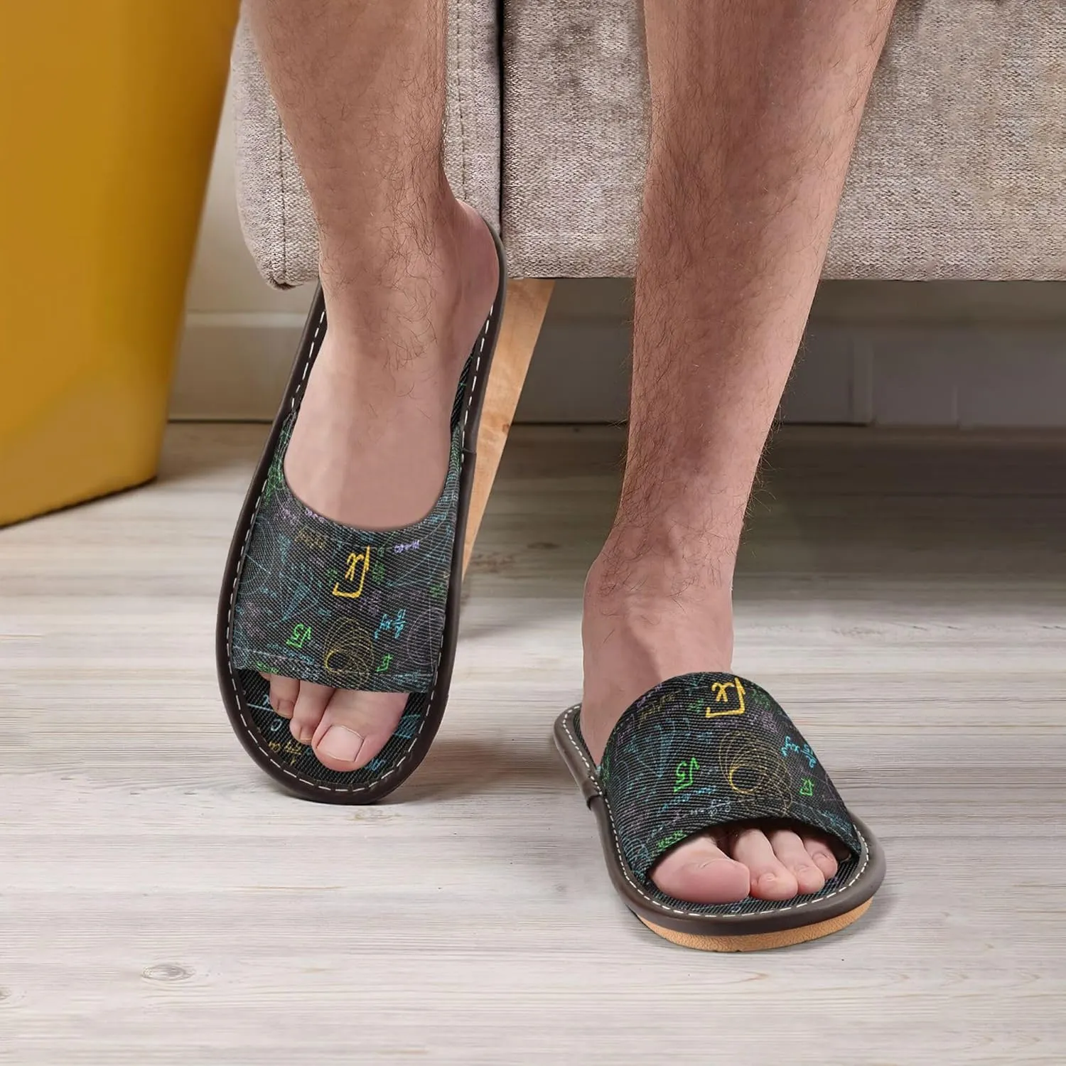 Fisyme Slippers for Women Men Slip-On Open Toe Indoor Outdoor House Shoes Home Slipper