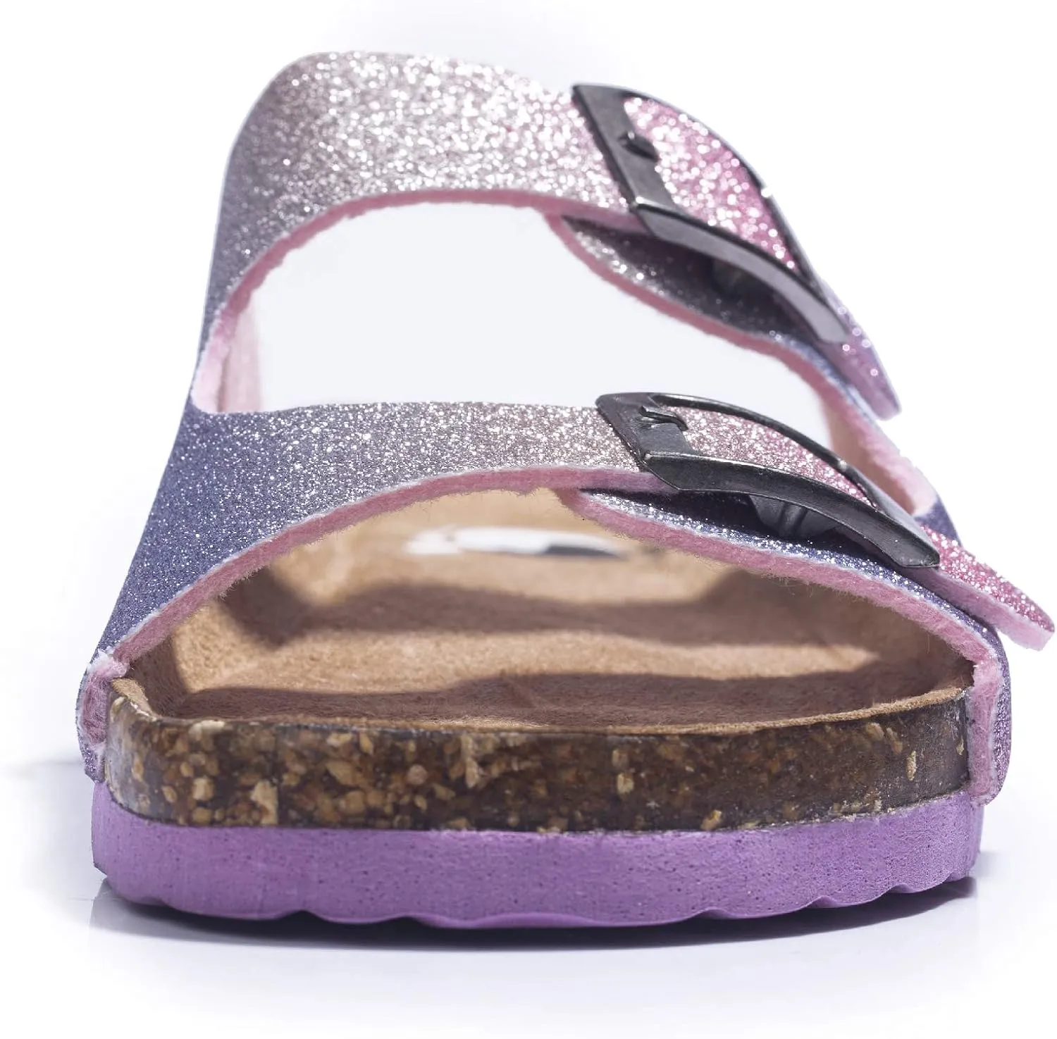 FITORY Boys Girls Glitter Slide Sandals, Cork Slipper with Adjustable Straps for Little Kid/Big Kid