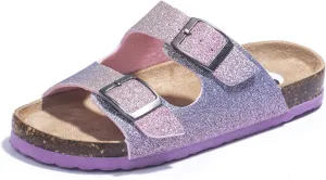 FITORY Boys Girls Glitter Slide Sandals, Cork Slipper with Adjustable Straps for Little Kid/Big Kid