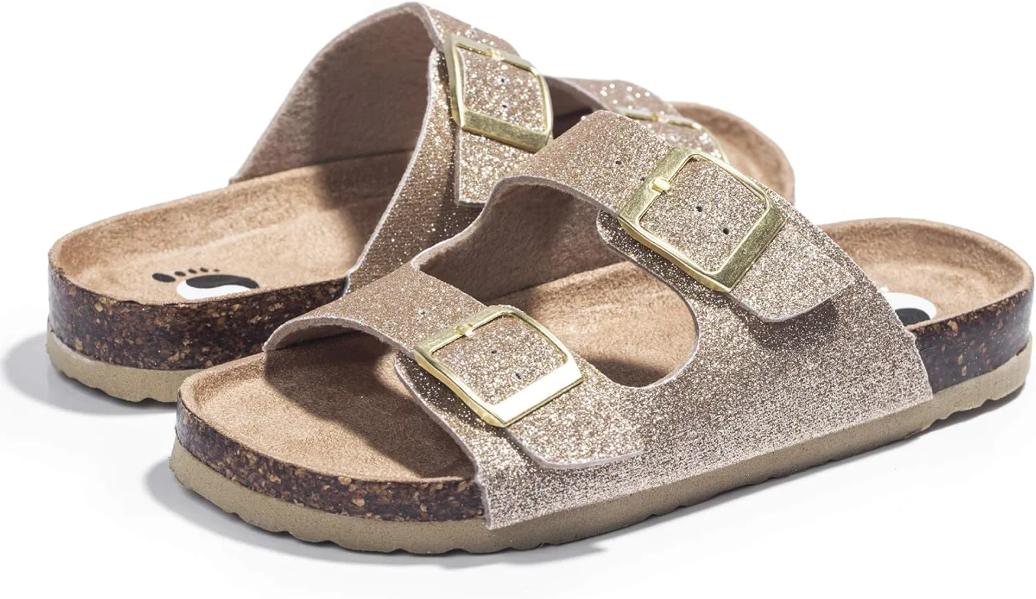 FITORY Boys Girls Glitter Slide Sandals, Cork Slipper with Adjustable Straps for Little Kid/Big Kid