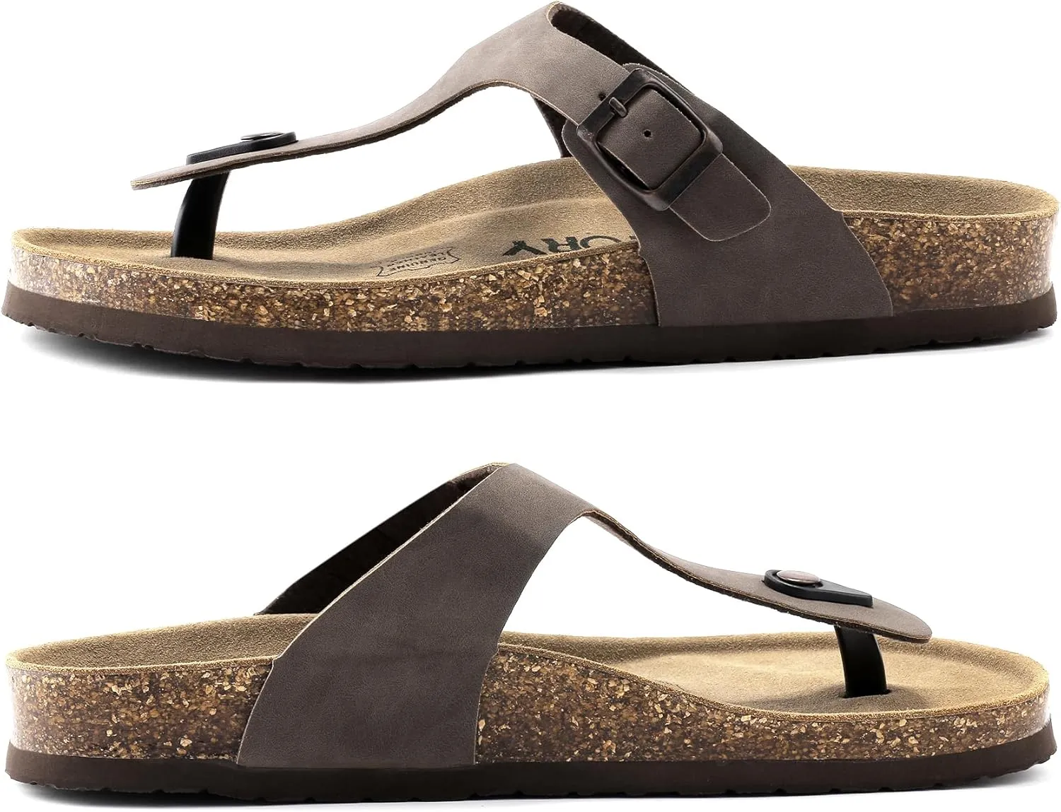 FITORY Mens Cork Thong Slides Sandal with Adjustable Buckle Straps Size 7-13.5