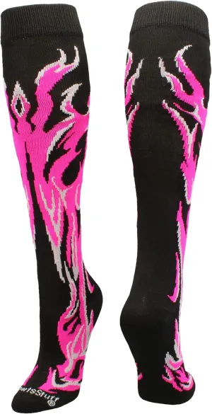 Flame Fire Softball Socks for Girls, Boys, Women, and Men Youth & Adult Over the Calf Fun Team Socks