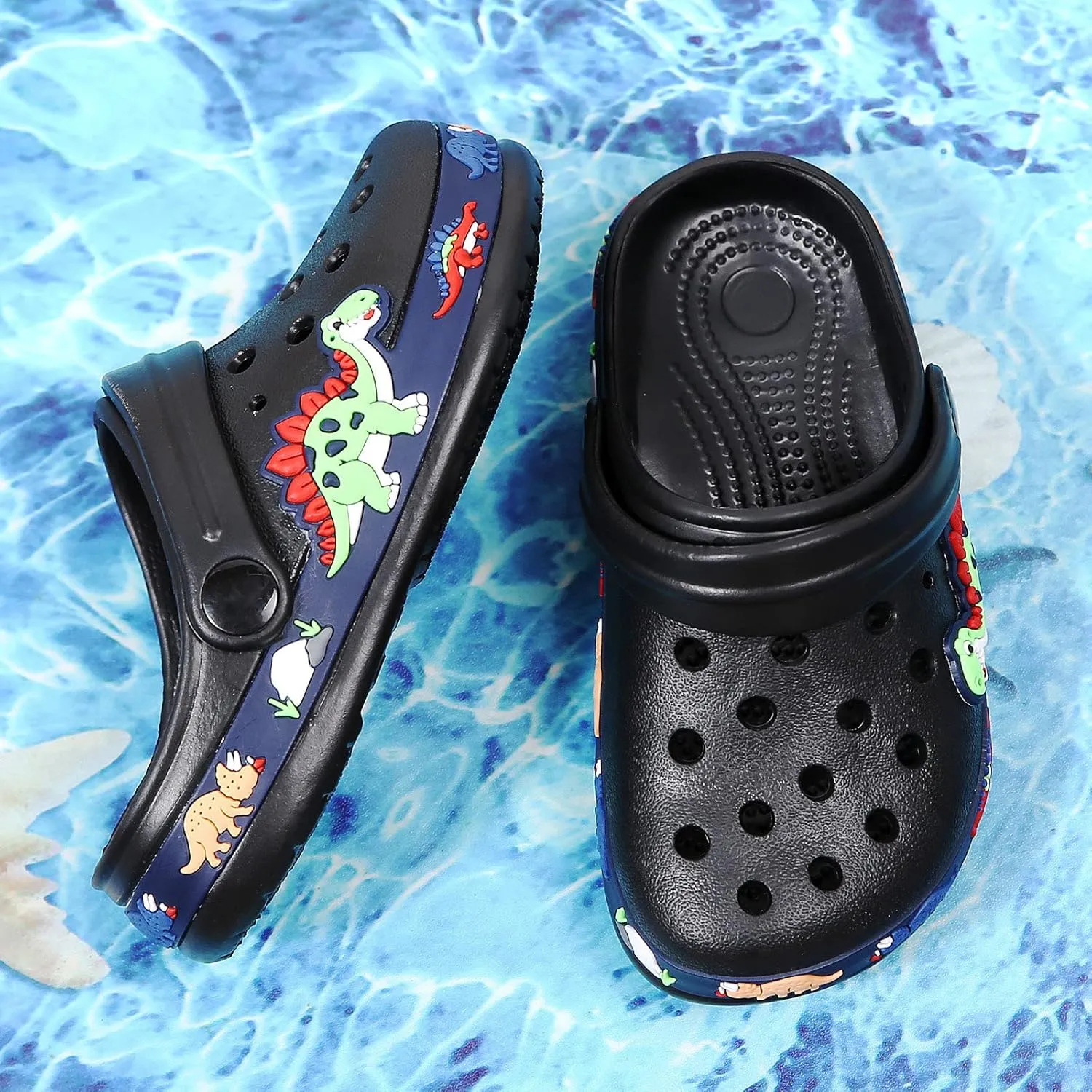 FLIOZY Boys Girls Garden Clogs: Classic Graphic Beach Sandals - Summer Slip On Water Shoes - Outdoor Non-Slip Slippers for Toddler Little/Big Kid