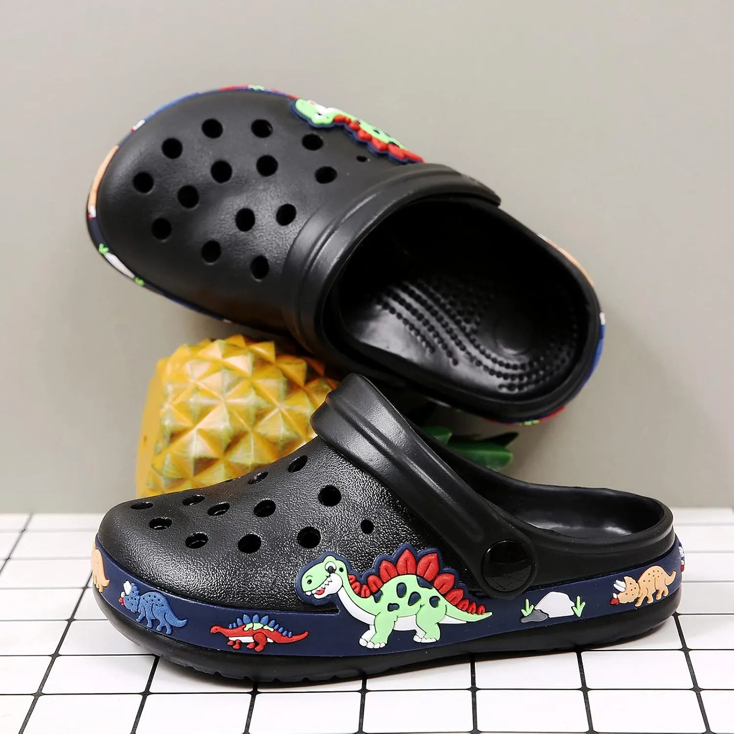 FLIOZY Boys Girls Garden Clogs: Classic Graphic Beach Sandals - Summer Slip On Water Shoes - Outdoor Non-Slip Slippers for Toddler Little/Big Kid