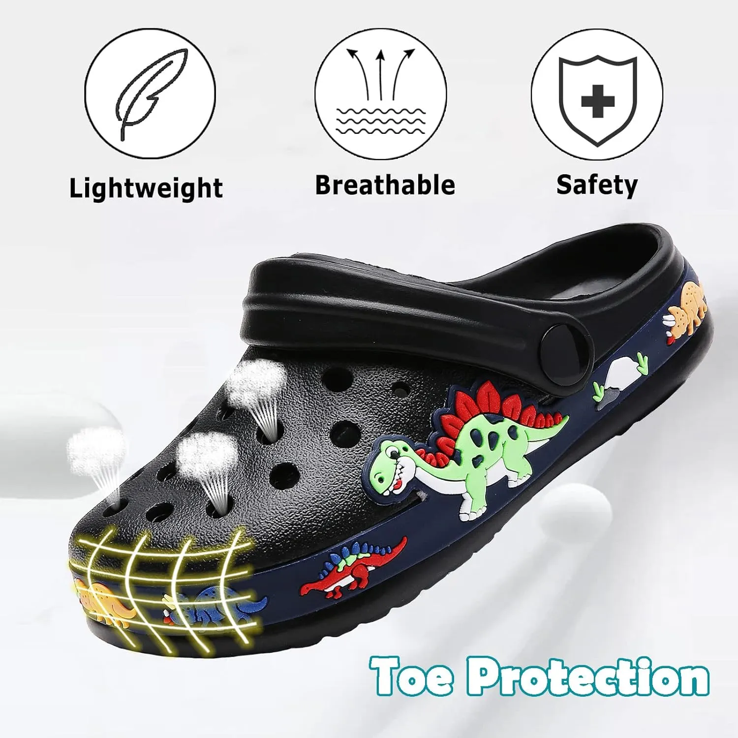 FLIOZY Boys Girls Garden Clogs: Classic Graphic Beach Sandals - Summer Slip On Water Shoes - Outdoor Non-Slip Slippers for Toddler Little/Big Kid