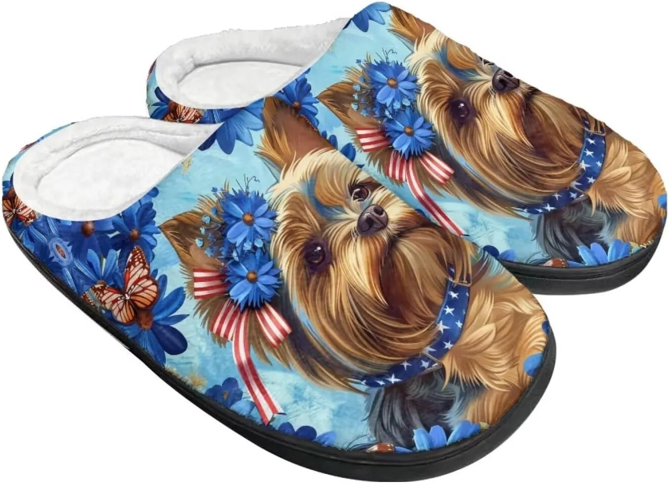 Fluffy Slippers, Slip On Scuff Slippers with Non-Slip Rubber Sole, Soft Comfy Bedroom Slippers