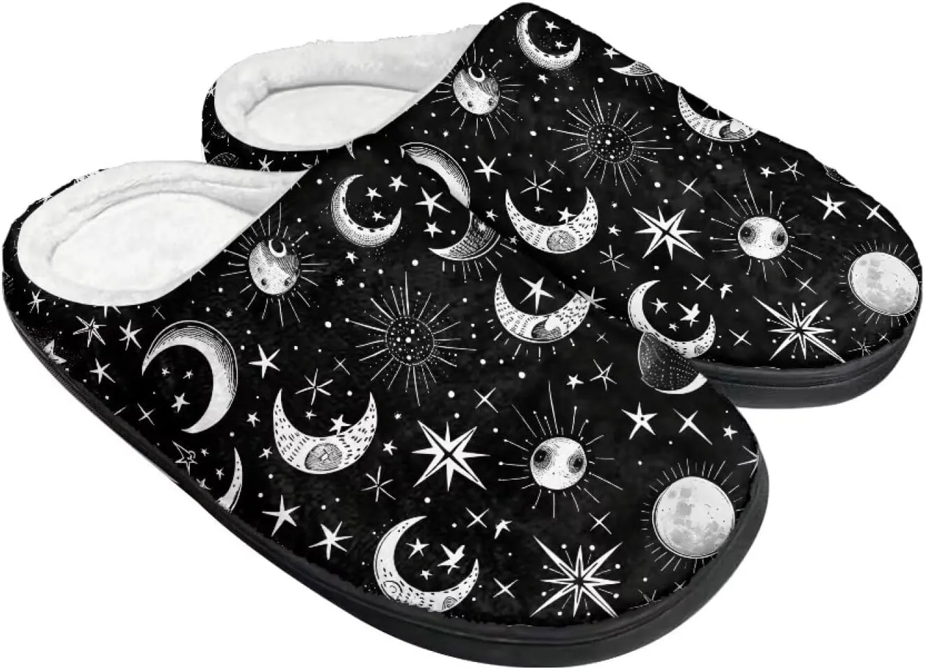 Fluffy Slippers, Slip On Scuff Slippers with Non-Slip Rubber Sole, Soft Comfy Bedroom Slippers