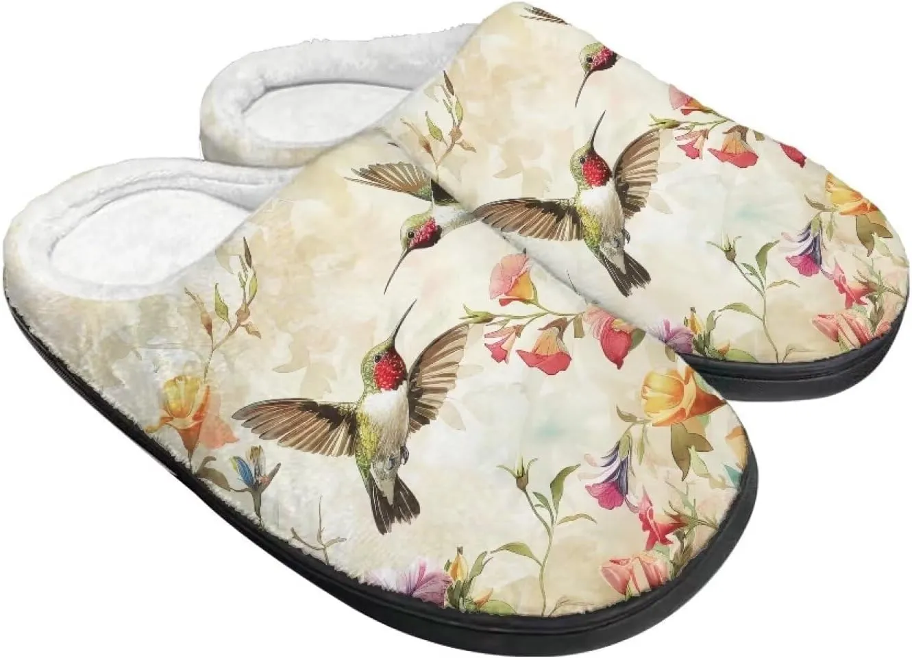 Fluffy Slippers, Slip On Scuff Slippers with Non-Slip Rubber Sole, Soft Comfy Bedroom Slippers